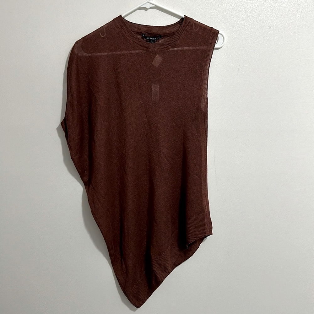NWT Acrobat Cinnamon Brown Linen Asymmetrical Lightweight Sweater Womens Small - Picture 1 of 4